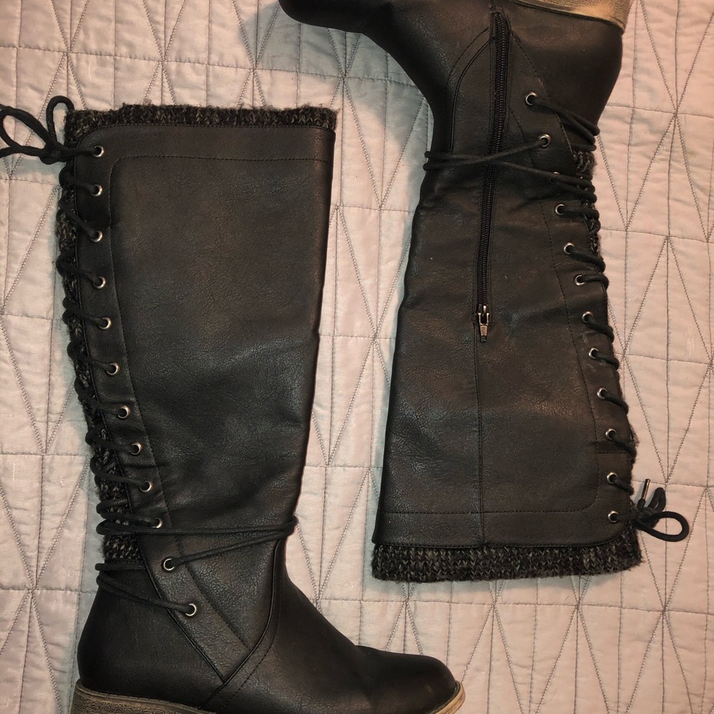 JUSTFAB Black Lace Boots